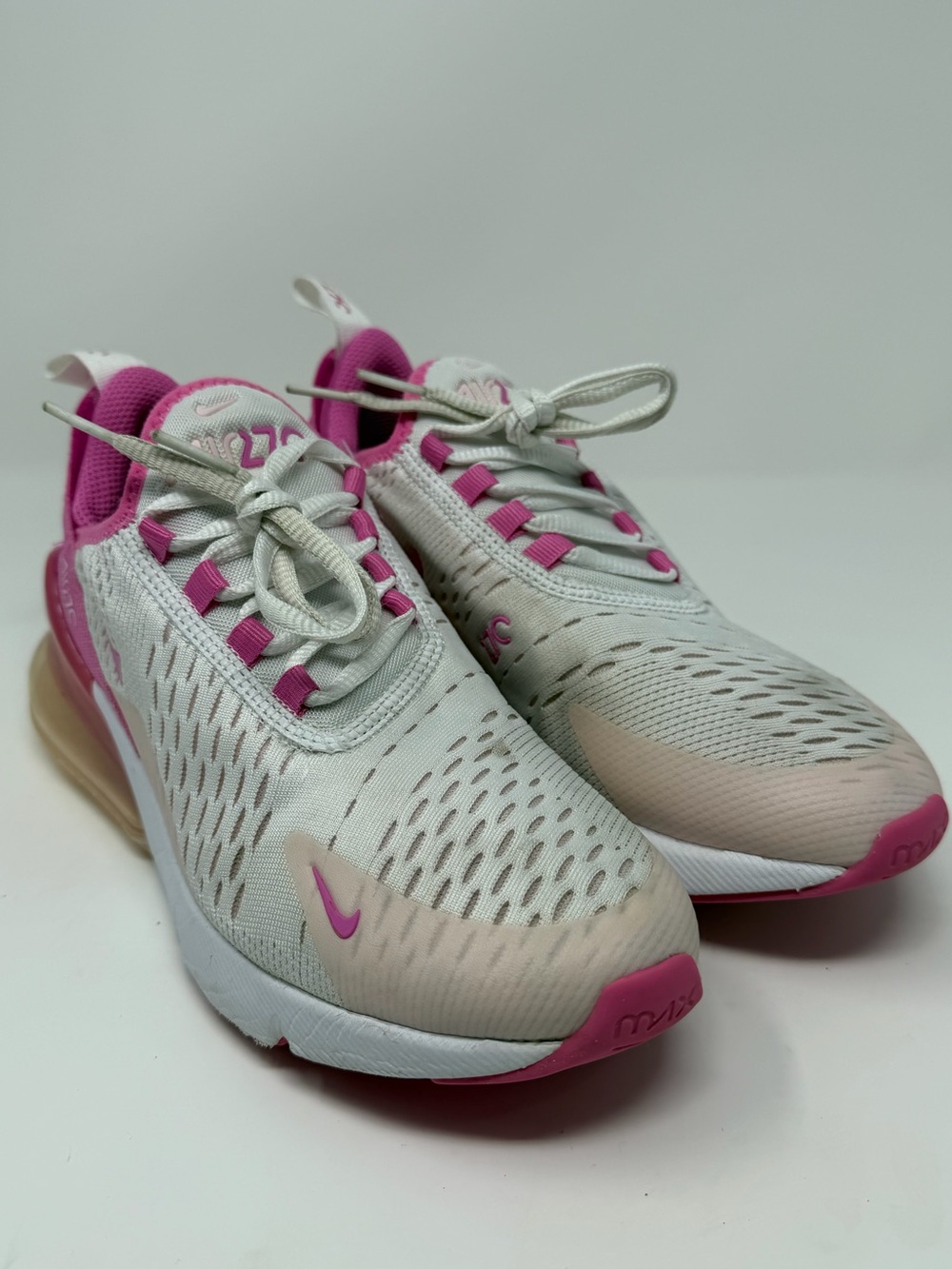 Kids Nike Air 270 Sneakers - White and Pink Sz.4y